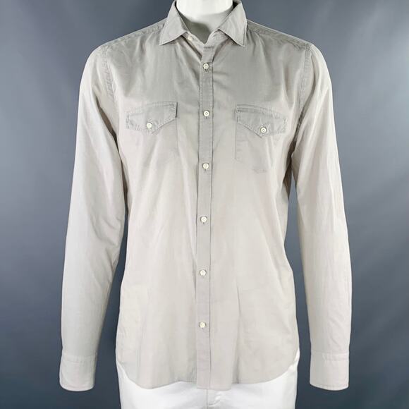 ARI Size L Grey Cotton Patch Pockets Long Sleeve Shirt